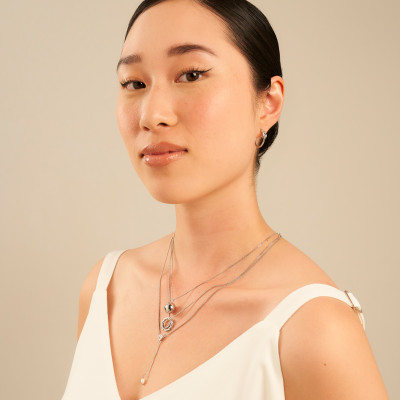 Colar Jina Banho Ródio Branco