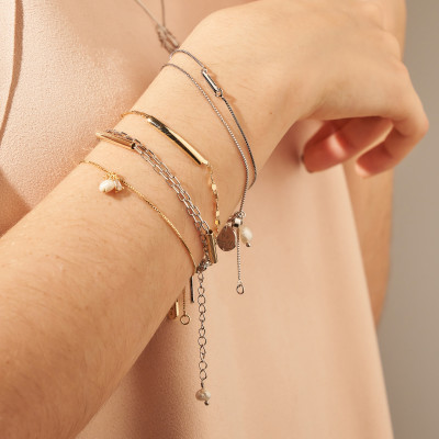 Pulseira Gabriela Banho Ouro 18k e Ródio Branco