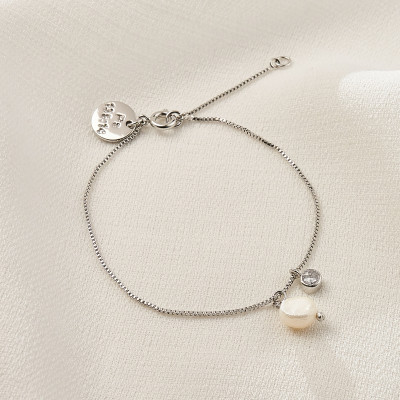 Pulseira Elisa Banho Ródio Branco