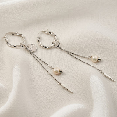 Brinco Bruna Banho Ródio Branco